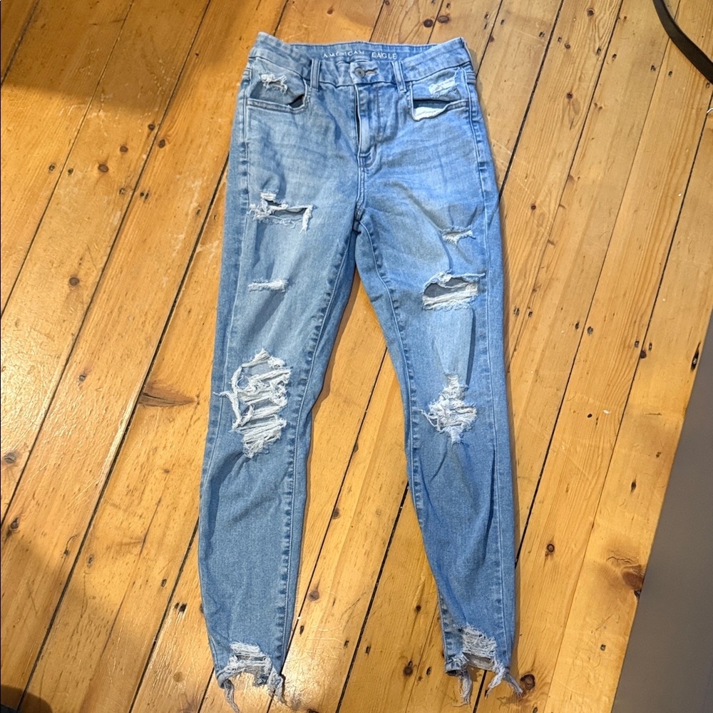 American Eagle next level stretch Light Blue Distressed jeans